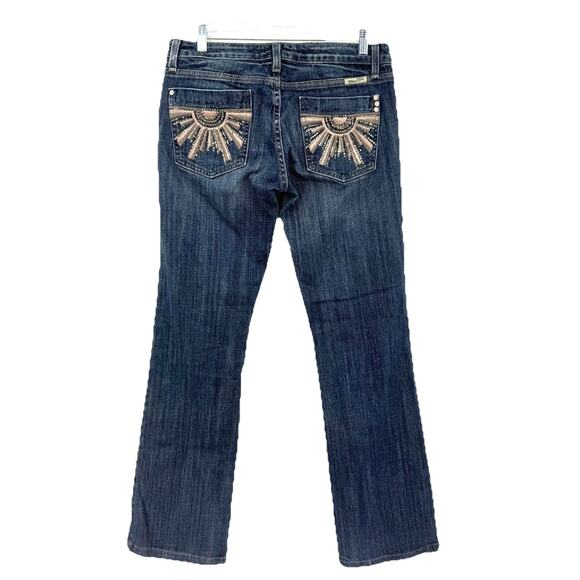 MISS ME Low Rise JEANS 32W X 31L Embellished Pockets Bootcut NO SIZE TAG READ - Picture 1 of 10